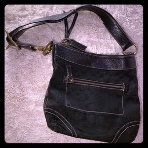 Black Monogrammed Coach Shoulder Bag